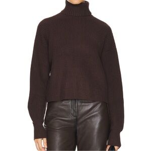 Good American Ribbed Turtleneck Sweater - Dark Brown